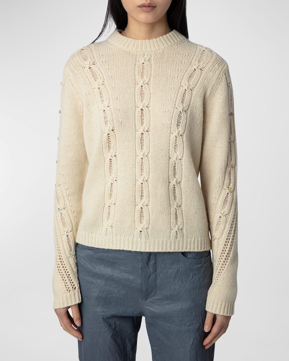 Womens Morley Cable-Knit Merino Wool Sweater product image