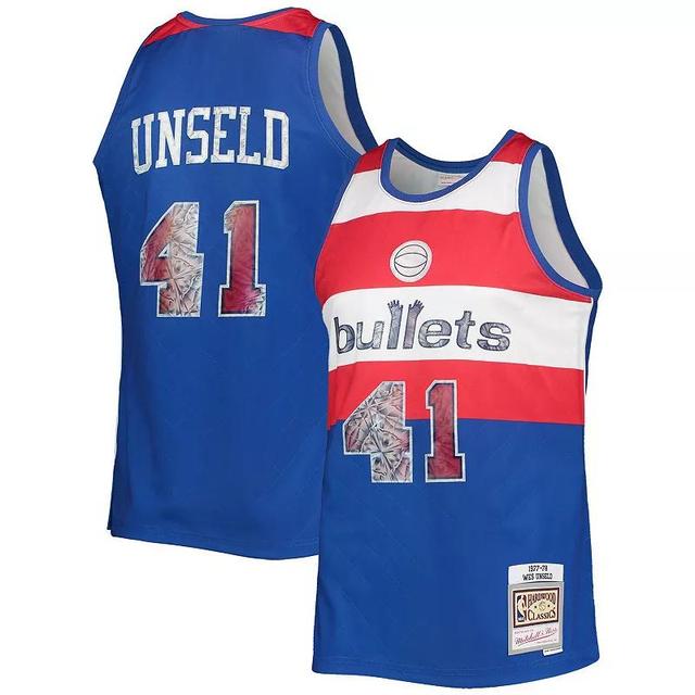 Mens Mitchell & Ness Wes Unseld Blue Washington Bullets 1977-78 Hardwood Classics NBA 75th Anniversary Diamond Swingman Jersey Product Image