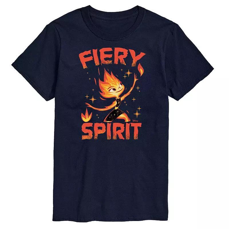 Disneys Elemental Big & Tall Fiery Spirit Graphic Tee, Mens Blue Product Image