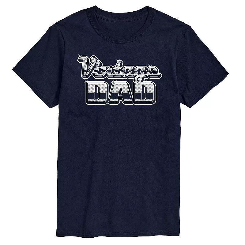 Big & Tall Vintage Dad Chrome Letters Graphic Tee, Mens Blue Product Image