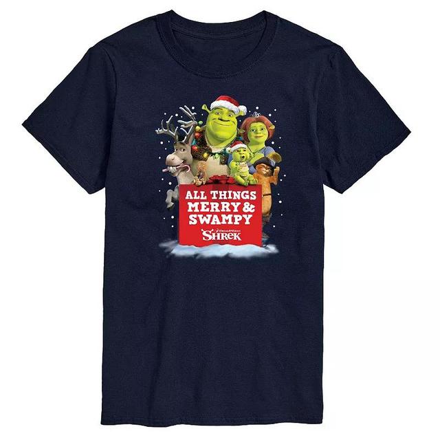 Mens Shrek All Things Merry And Swampy Graphic Tee Blue Product Image