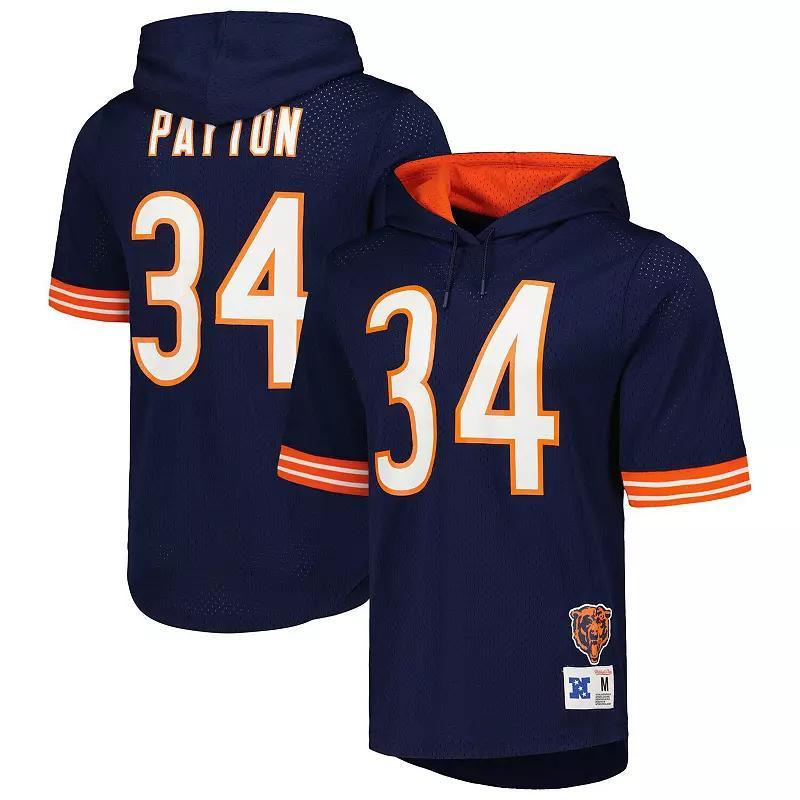 Mens Mitchell & Ness Walter Payton Chicago Bears Retired Player Name & Number Mesh Hoodie T-Shirt Blue Product Image