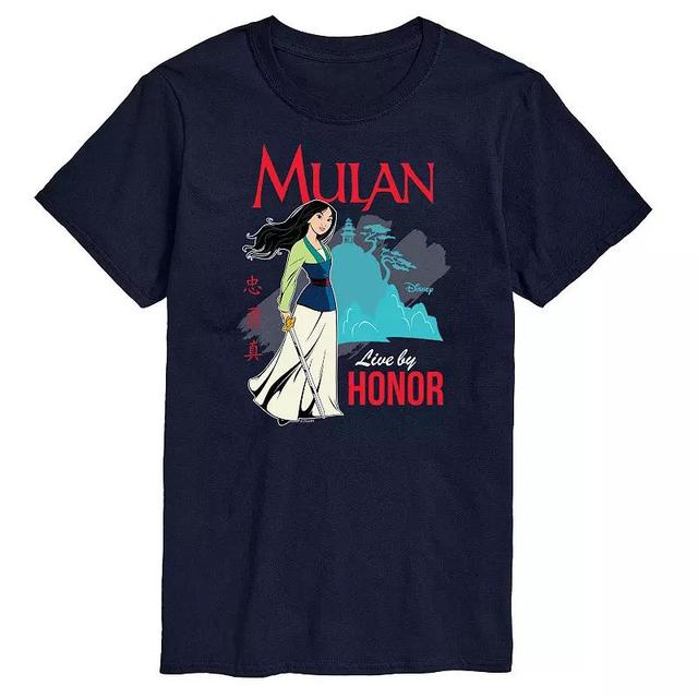 Disneys Mulan Big & Tall Live By Honor Graphic Tee, Mens Blue Product Image