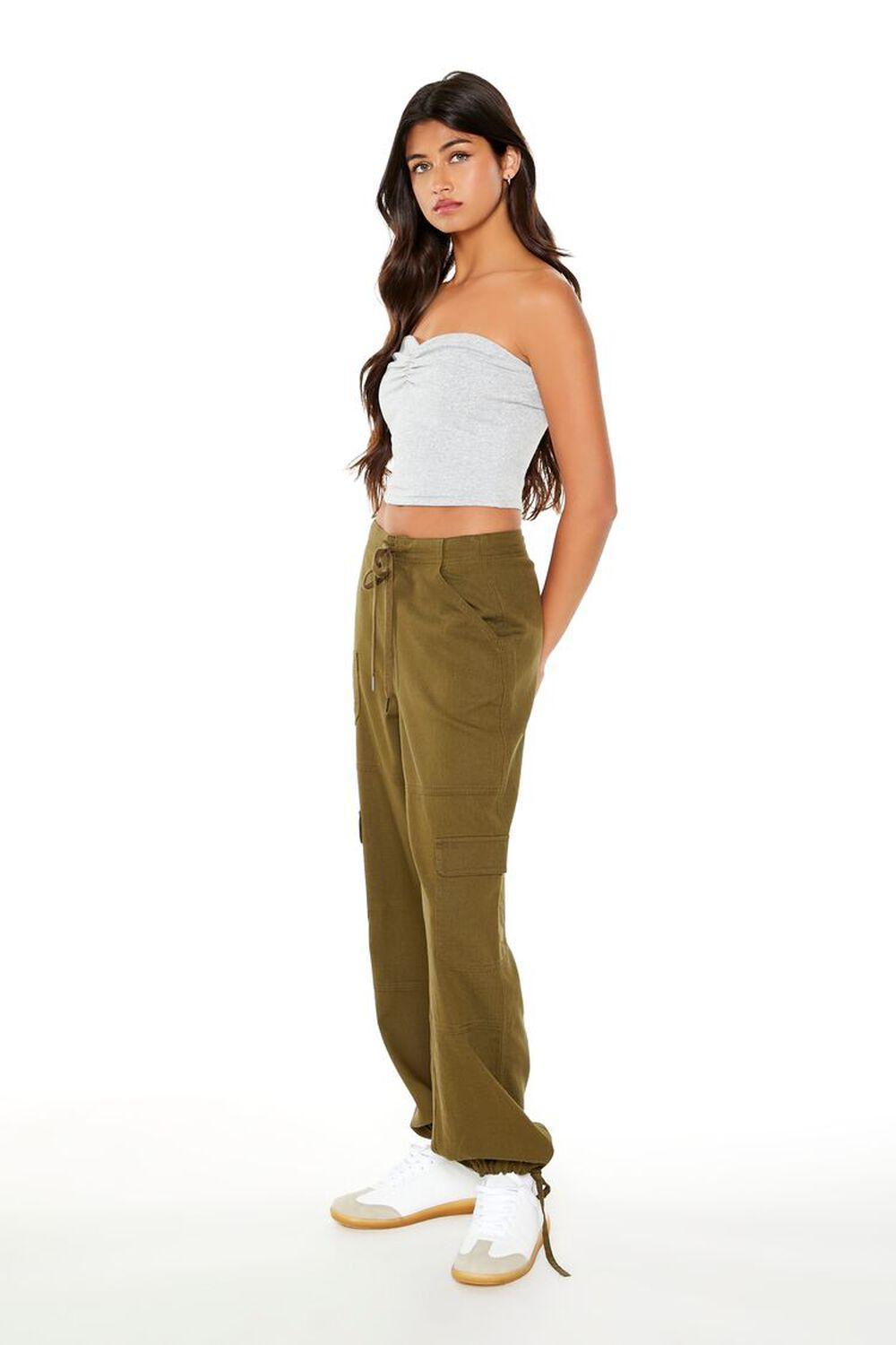 Twill Drawstring Cargo Pants | Forever 21 Product Image