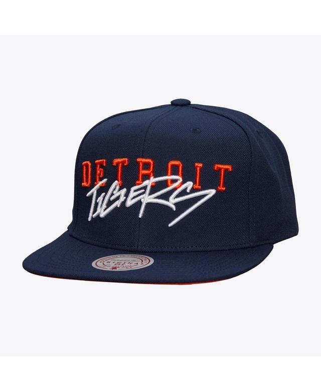 Mens Mitchell & Ness Detroit Tigers Team Tagged Snapback Hat, Blue Product Image