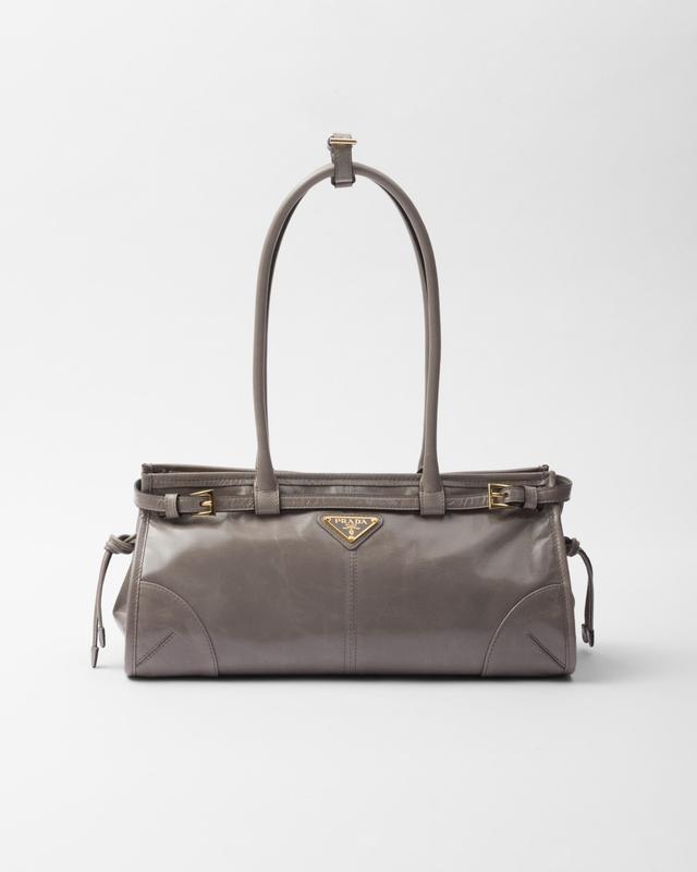 PRADA Medium Leather Handbag In Grau Product Image