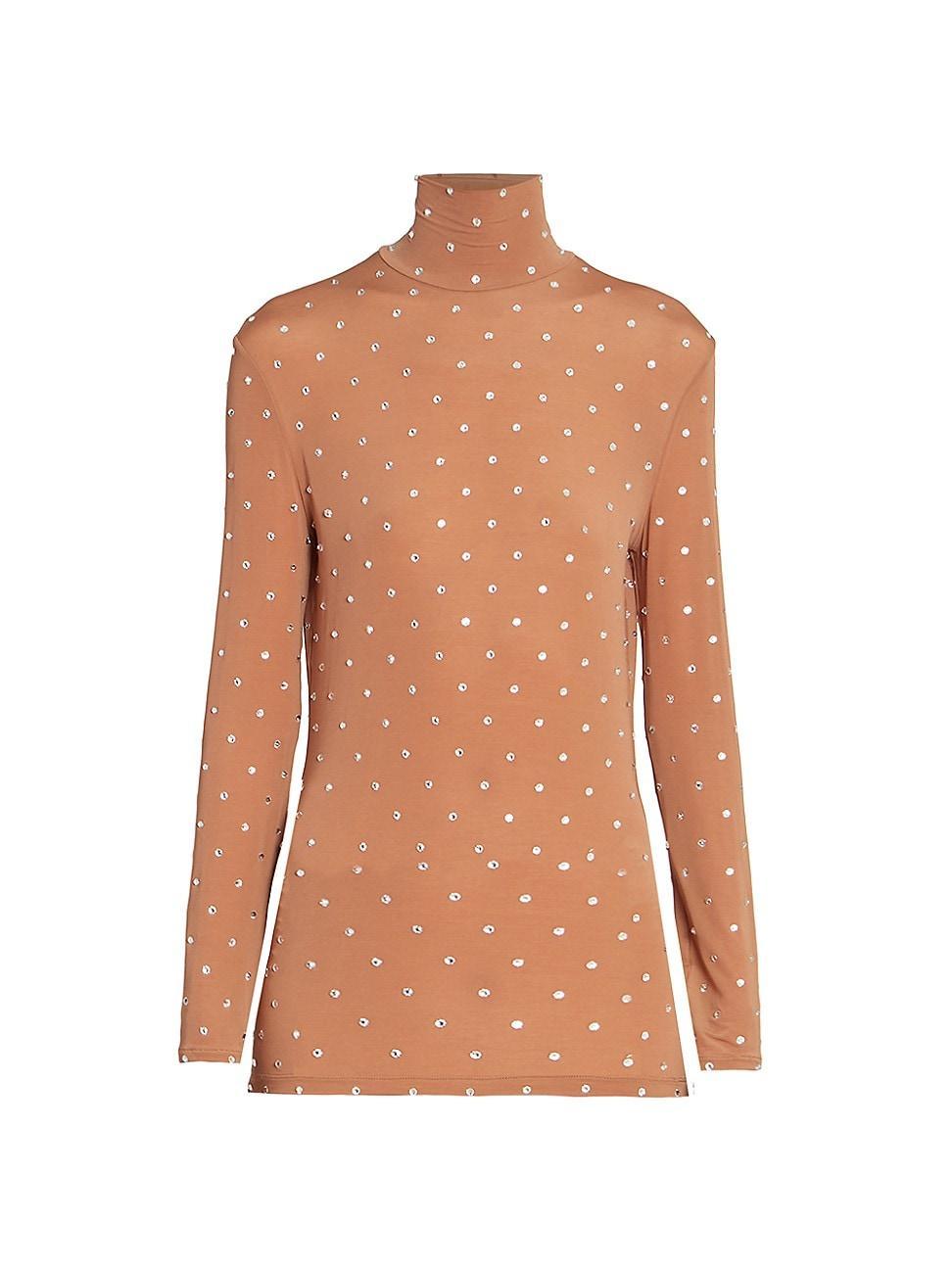 Womens Embellished Turtleneck Top Product Image