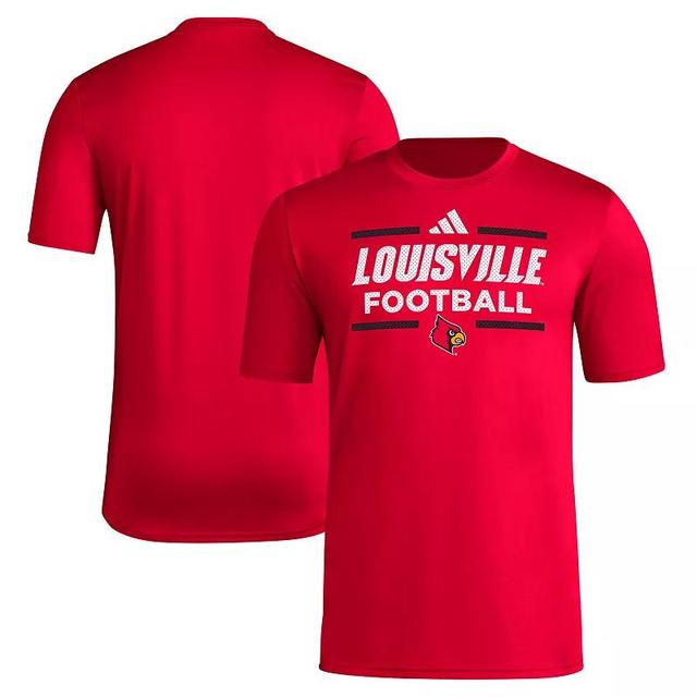 Mens adidas Louisville Cardinals Locker Football Pre-Game AEROREADY T-Shirt Product Image