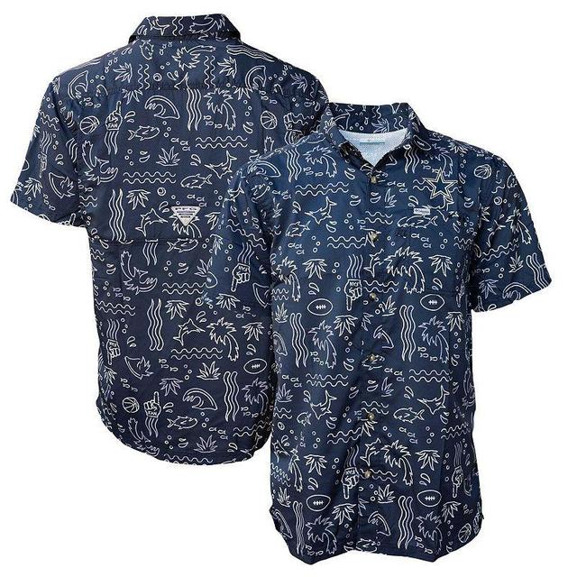 Mens Columbia Dallas Cowboys Super Slack Tide Fish Fan Omni-Shade Button-Up Shirt Blue Product Image