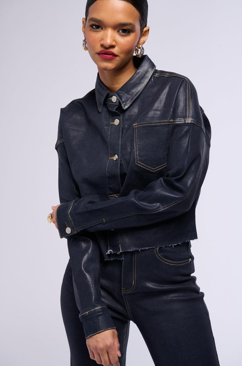 AFTER DARK DENIM BUTTON UP TOP product image