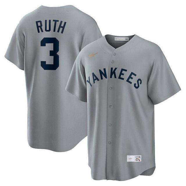 Mens Nike Babe Ruth Gray New York Yankees Road Cooperstown Collection Player Jersey Product Image