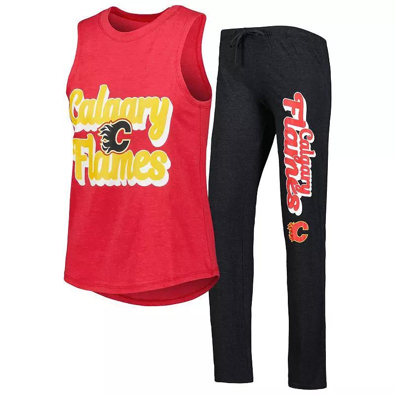 Womens Concepts Sport Red/Black Calgary Flames Meter Muscle Tank Top & Pants Sleep Set Product Image