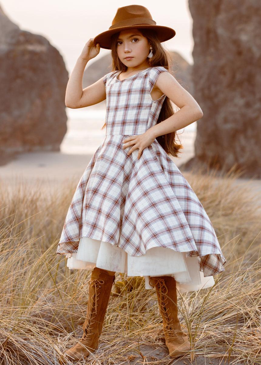 Lezah Dress in Cream Plaid Product Image