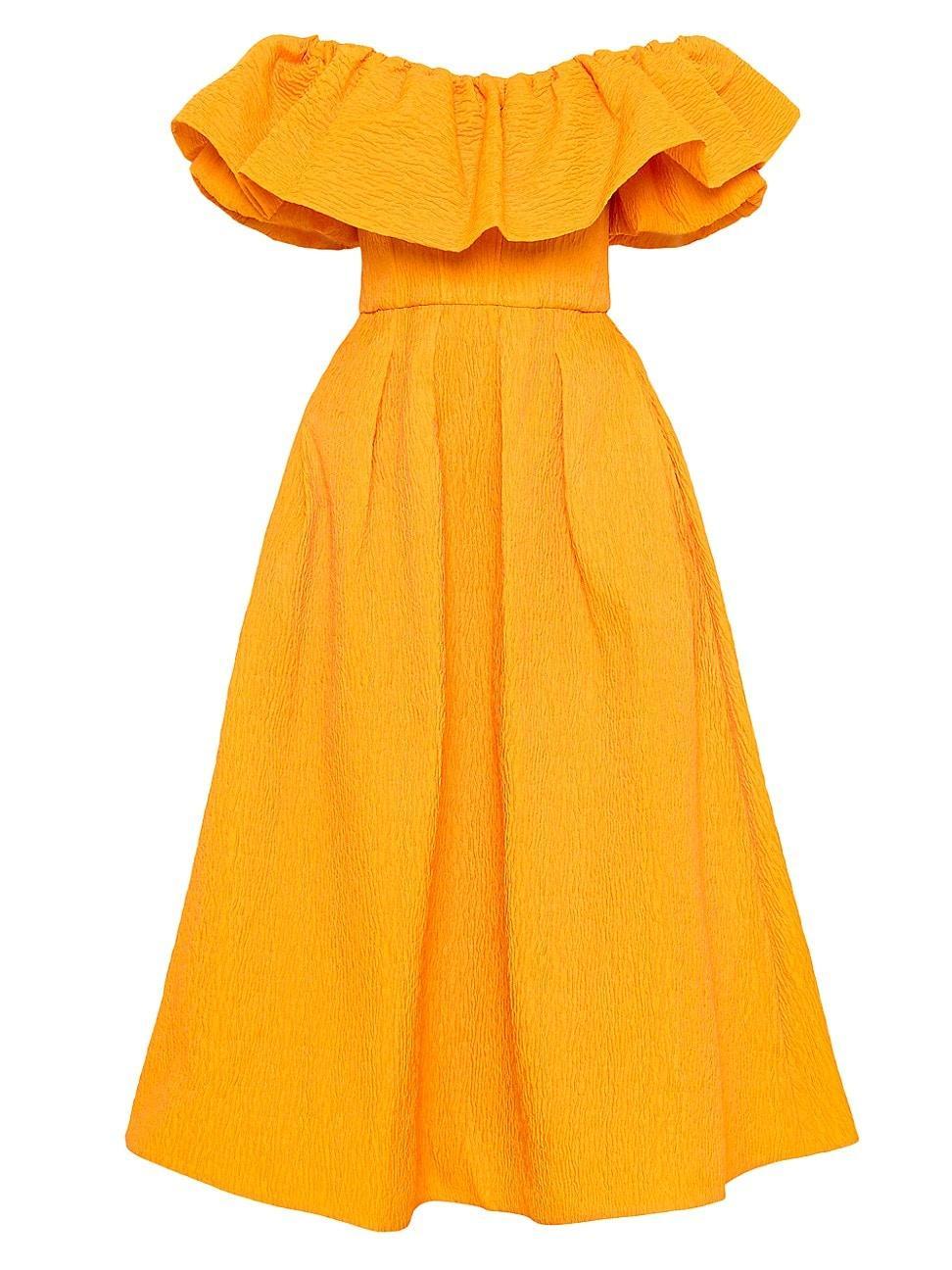 Womens Aurora Ruffled Midi-Dress Product Image