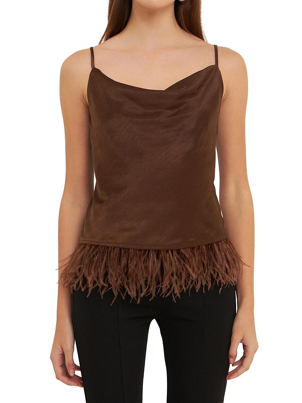 Endless Rose Feather Hem Satin Camisole Product Image