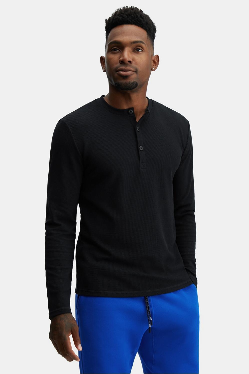 Fabletics Men The Waffle Henley male black Size XXL Product Image