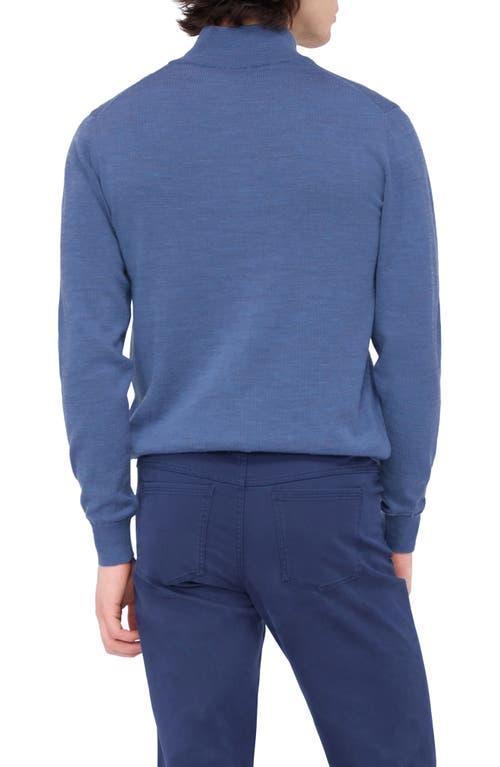 BUGATCHI Merino Wool Quarter Zip Pullover In Denim Product Image