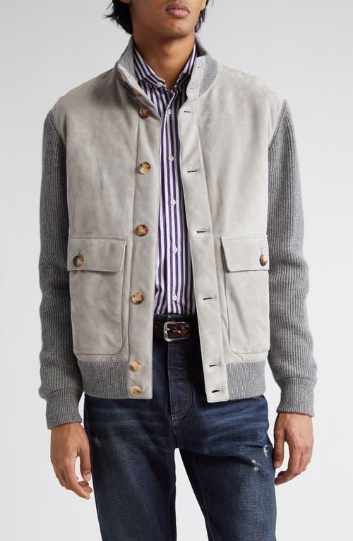 Brunello Cucinelli Suede & Cashmere Knit Jacket Product Image