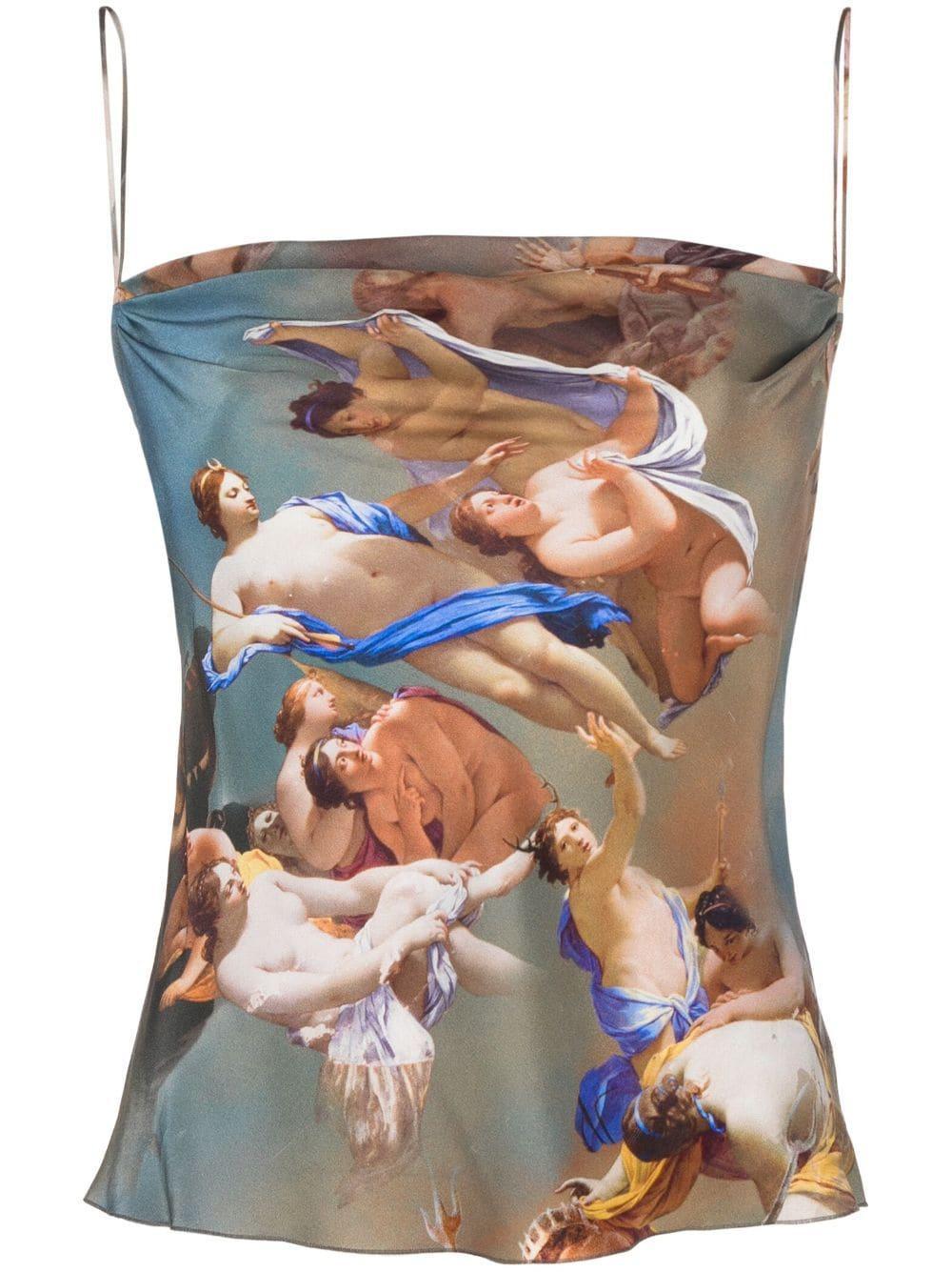 BALMAIN Sky-print Silk Camisole Top In Multi Product Image