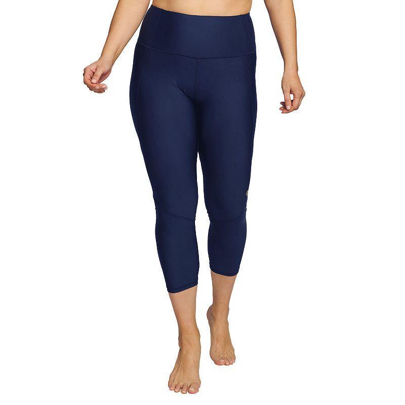 Plus Size Mazu Swim High-Rise Slimming Swim Capri Leggings, Womens Blue Product Image