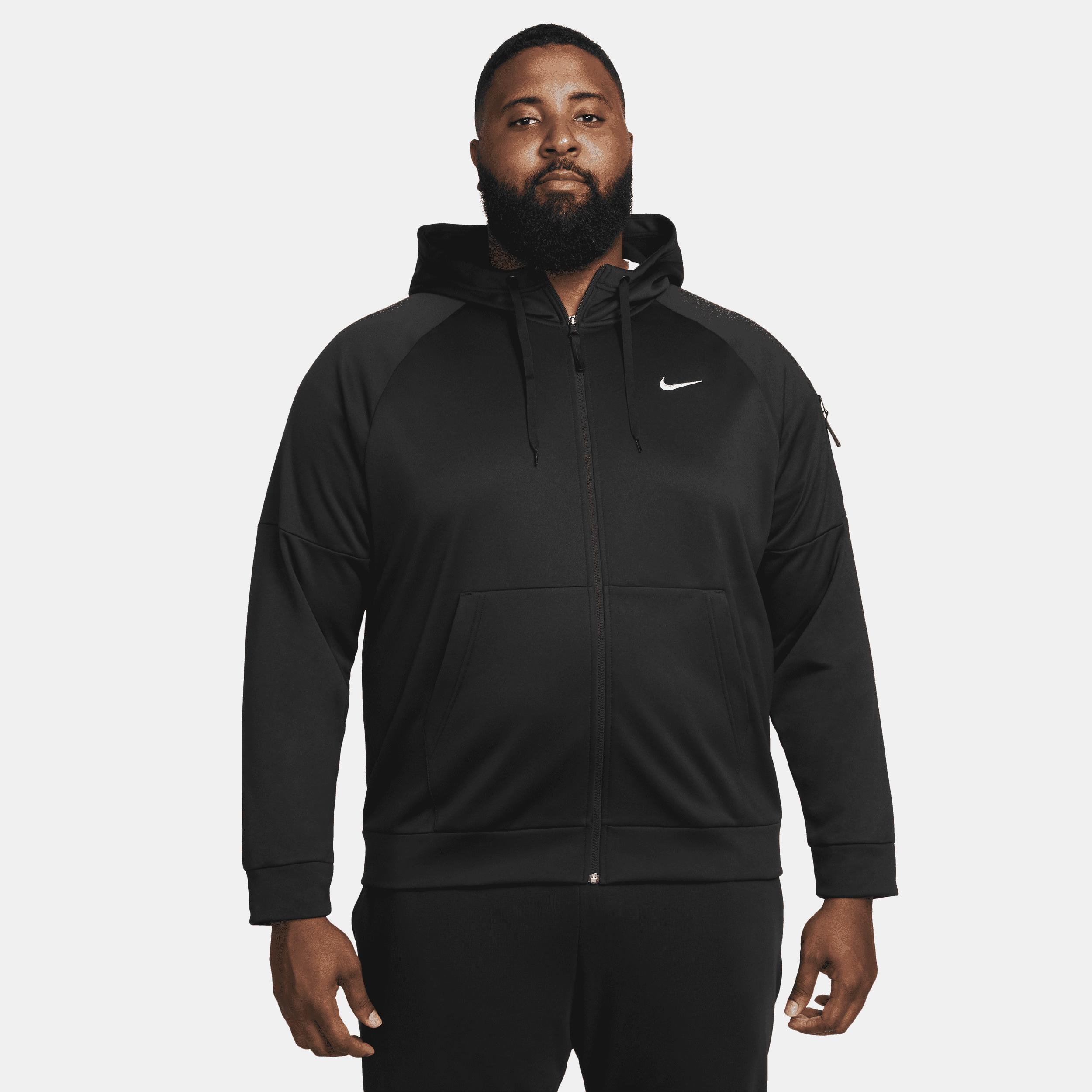 Nike Mens Nike Therma Fleece Full-Zip Hoodie - Mens Black/Black/White Product Image