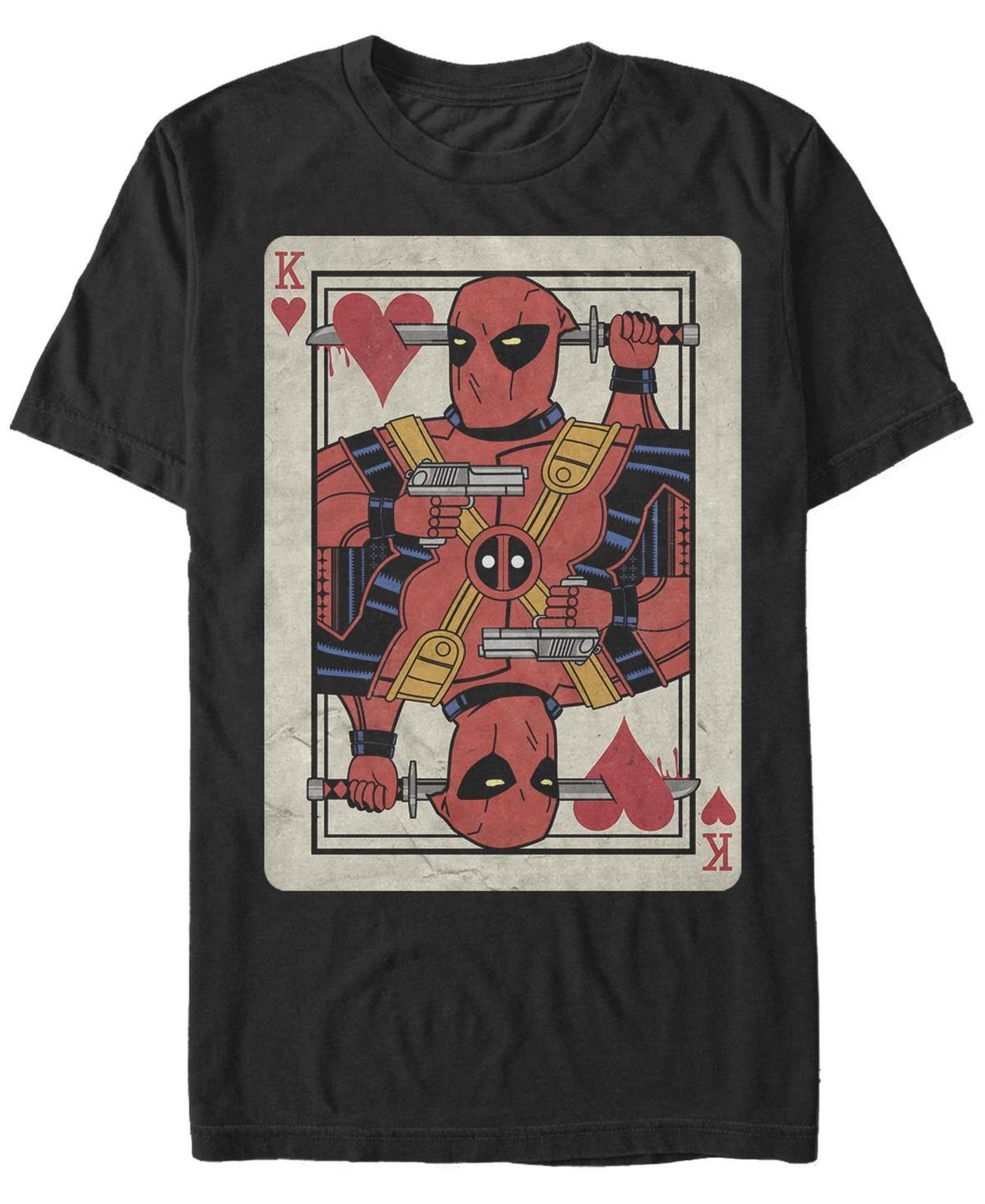 Mens Marvel Deadpool King Of Hearts Playing Card Tee Black Product Image