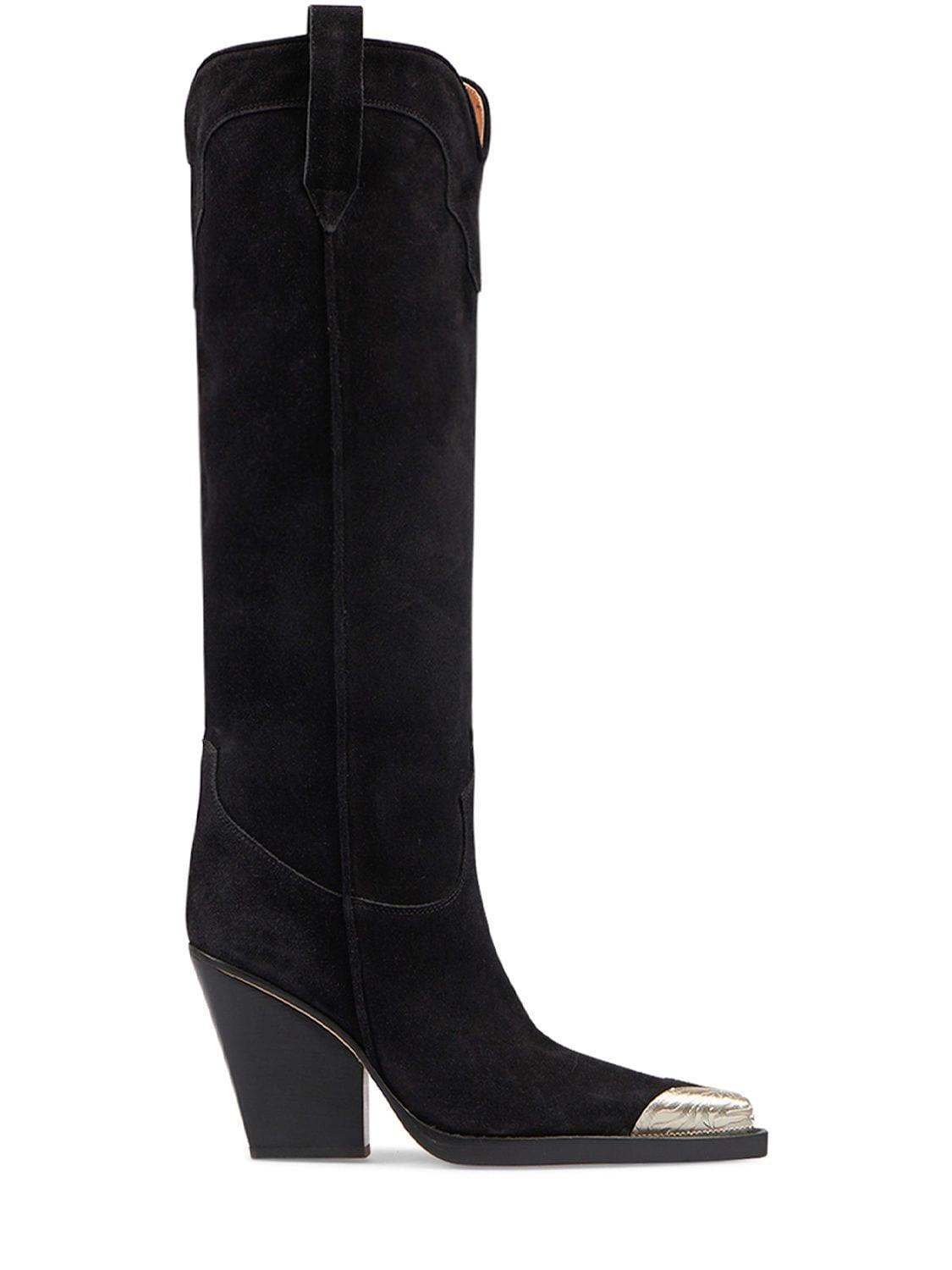 100mm El Dorado Suede Tall Boots In Black product image