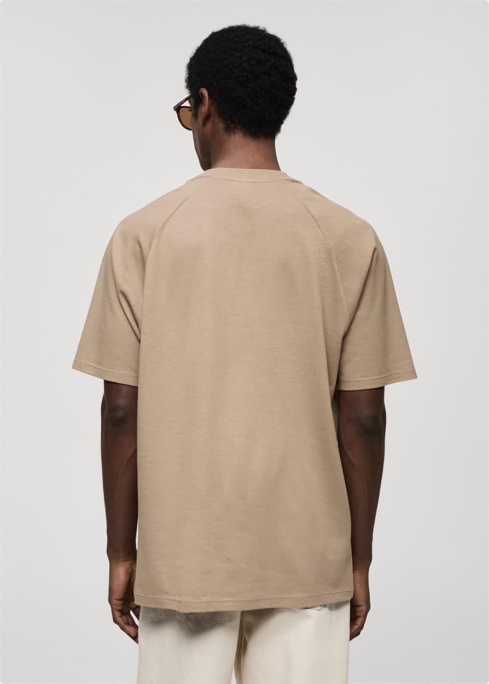 MANGO MAN - Relaxed fit cotton t-shirt beigeMen Product Image