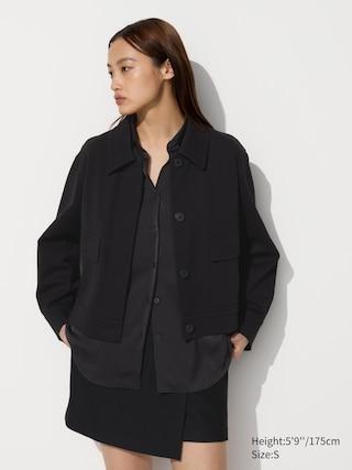 Womens Jersey Relaxed Jacket Black 2XS UNIQLO US Product Image