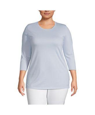 Plus Size 3/4 Sleeve Cotton Supima Tunic Product Image