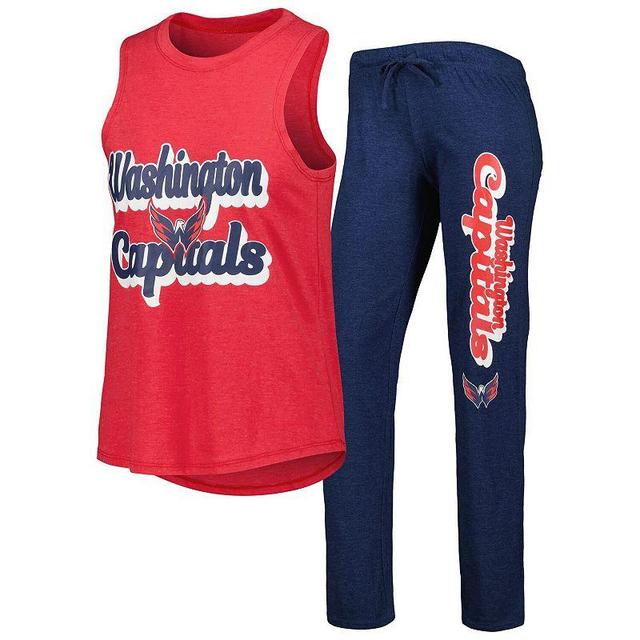 Womens Concepts Sport Heather Red/Heather Navy Washington Capitals Meter Muscle Tank Top & Pants Sleep Set Product Image