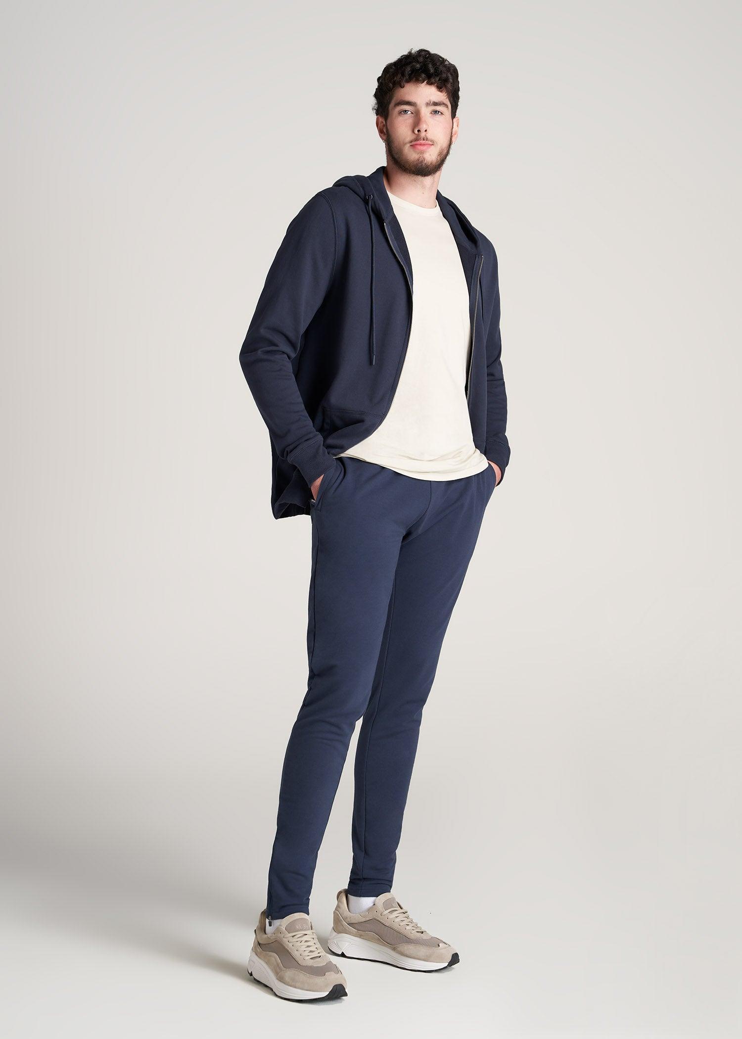 SLIM-FIT Lightweight French Terry Joggers for Tall Men in Marine Navy Product Image