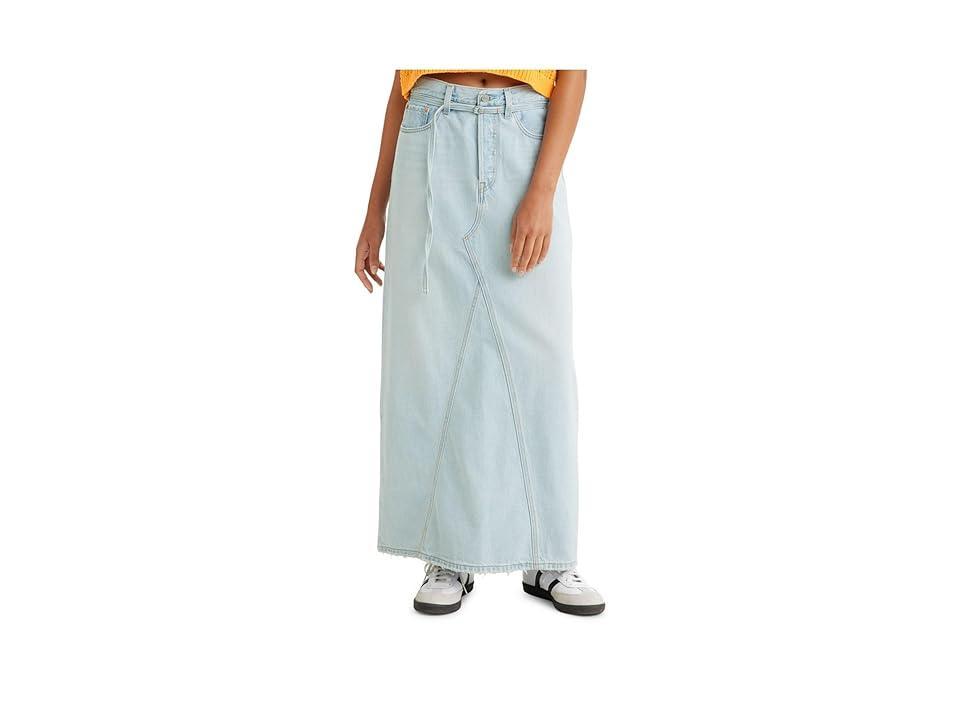 Levi's(r) Premium Iconic Long Skirt Belt (Light Indigo Worn In) Women's Skirt Product Image