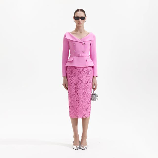 Pink Crepe Tailored Midi Dress Product Image