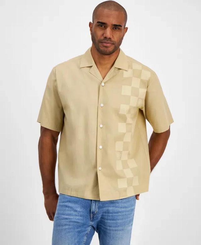 HUGO BOSS Hugo By  Men's Oversized Short Sleeve Check Button-front Camp Shirt In Med Bge Product Image