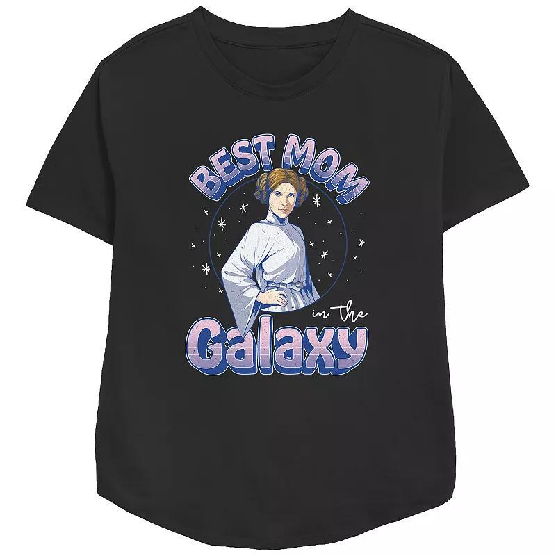 Womens Star Wars Princess Leia Best Mom In The Galaxy Relaxed Fit Graphic Tee Product Image