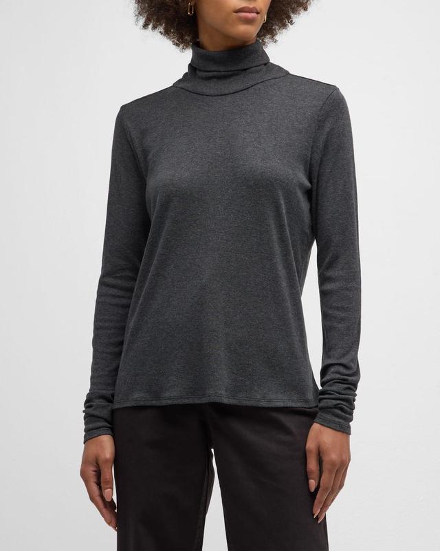 Heathered Long-Sleeve Turtleneck Top Product Image