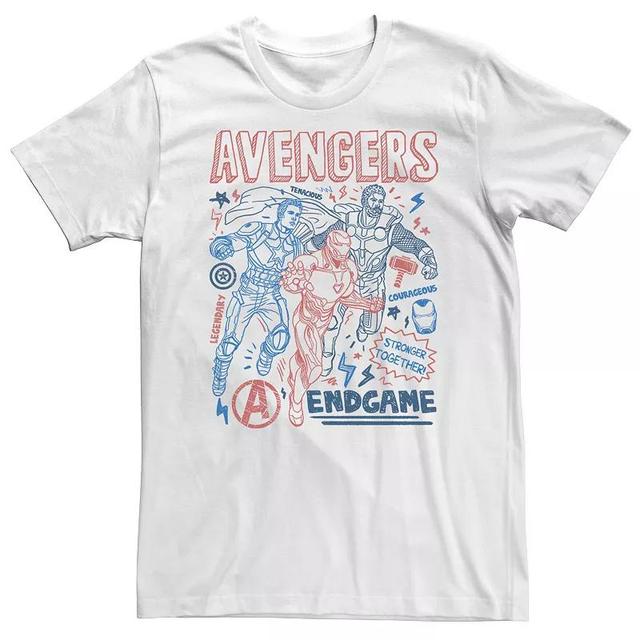 Big & Tall Marvel Avengers Endgame Doodle Collage Logo Tee, Mens Athletic Grey Product Image