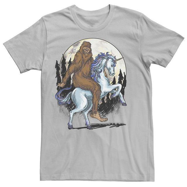 Big & Tall Big Foot On A Unicorn In The Moonlight Drawing Tee, Mens Grey Heather Product Image