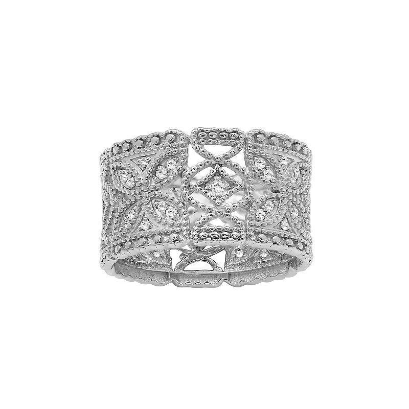 Jewelexcess Sterling Silver 1/3 Carat T.W. Diamond Filigree Flower Ring, Womens Product Image