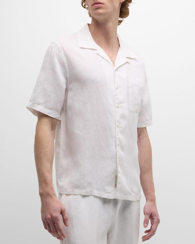 Mens Air Linen Convertible Collar Short-Sleeve Shirt Product Image