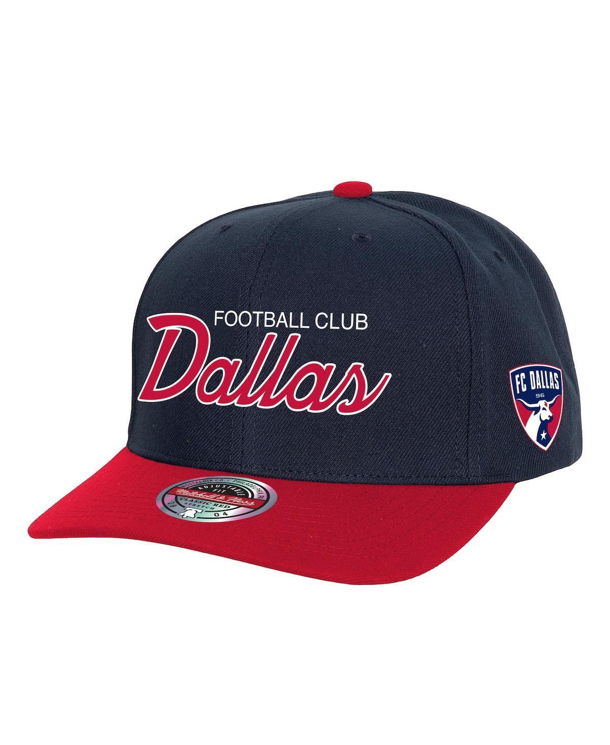 Mens Mitchell & Ness Navy Fc Dallas Team Script 2.0 Stretch Snapback Hat Product Image