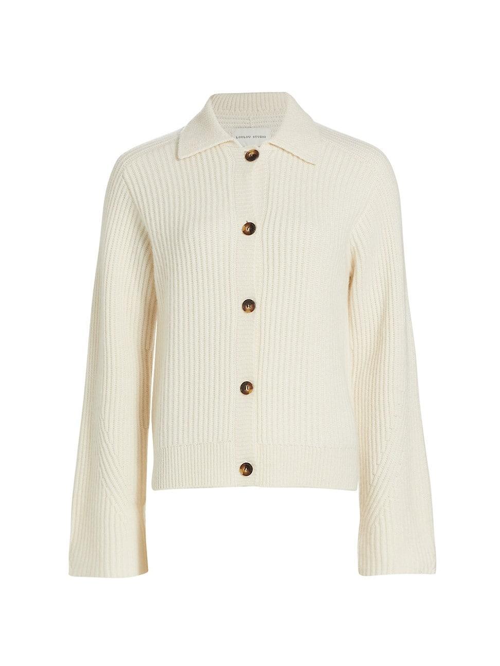 Womens Sileta Cotton Rib-Knit Button-Front Cardigan product image