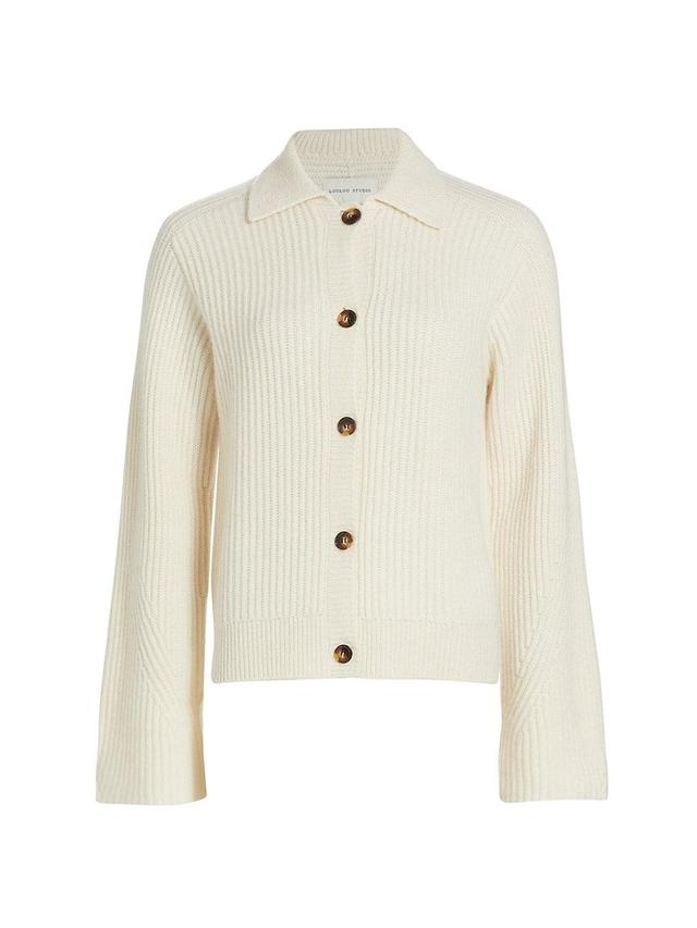 Womens Cotton Rib-Knit Button-Front Cardigan Product Image