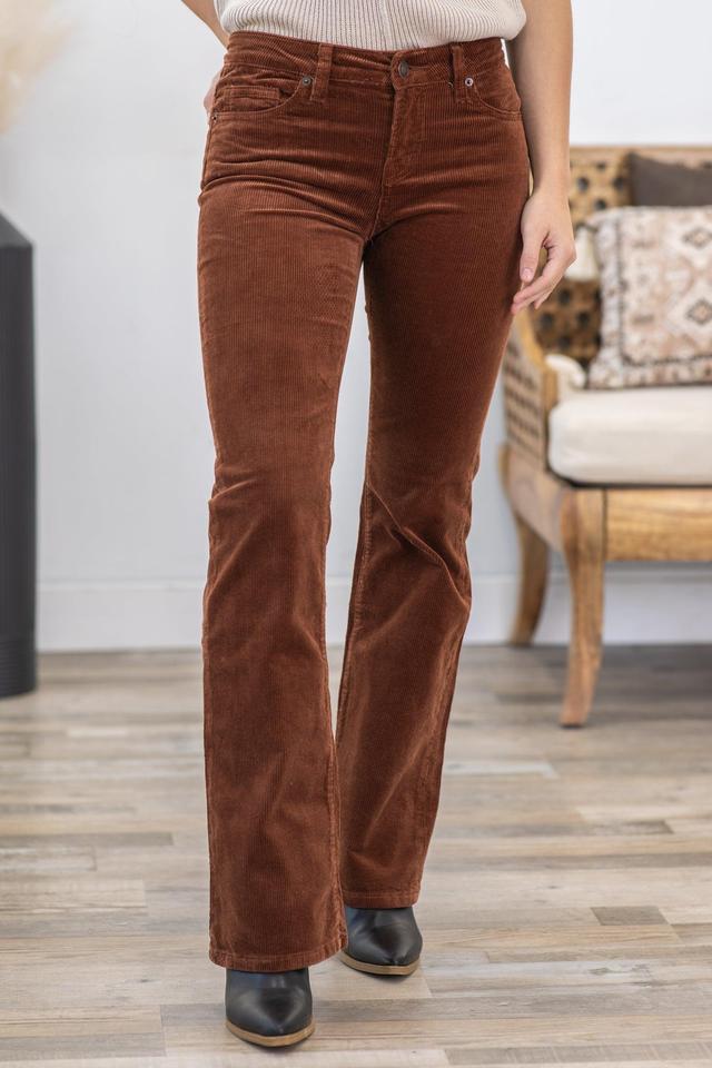 Mica Cognac Mid Rise Corduroy Bootcut Pants Product Image