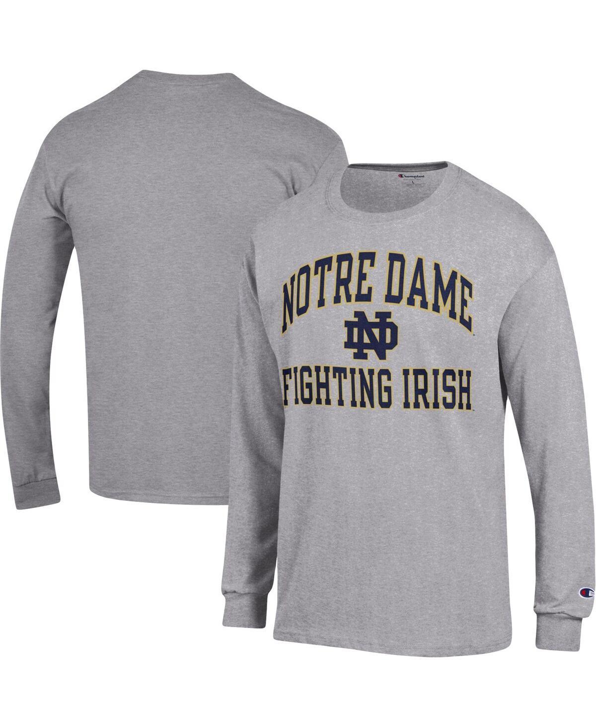 Mens Champion Heather Gray Notre Dame Fighting Irish High Motor Long Sleeve T-Shirt Product Image