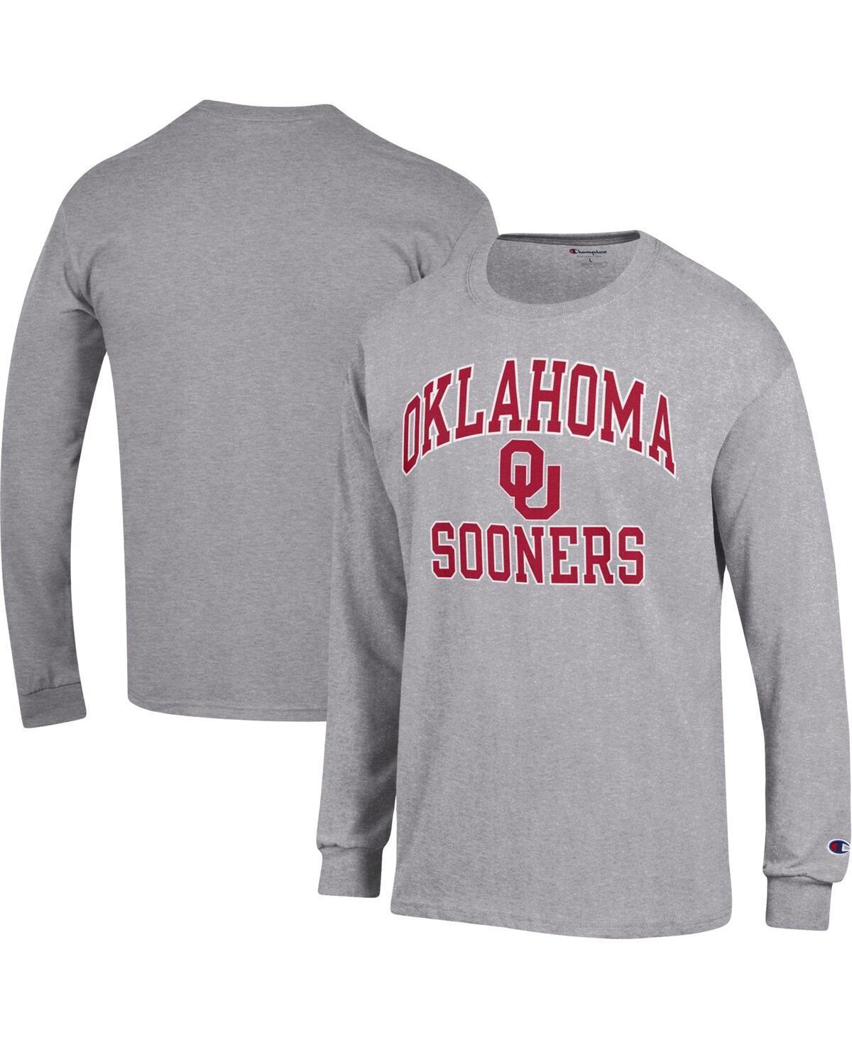 Mens Champion Heather Gray Oklahoma Sooners High Motor Long Sleeve T-shirt Product Image