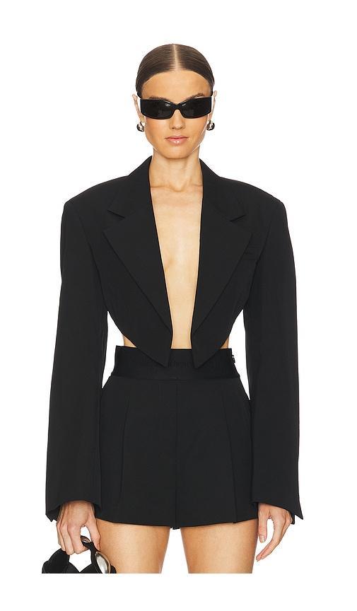 Cropped Blazer With Pointed Hem Product Image