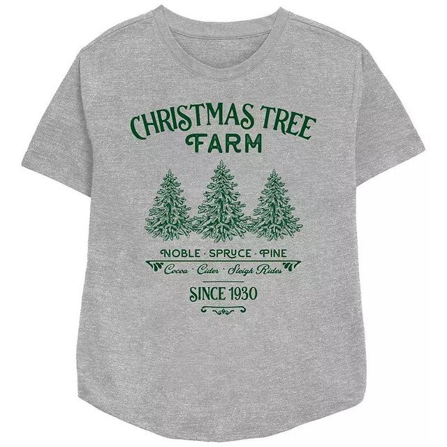 Womens Christmas Tree Farm Since 1930 Relaxed Fit Graphic Tee Athletic Grey Product Image