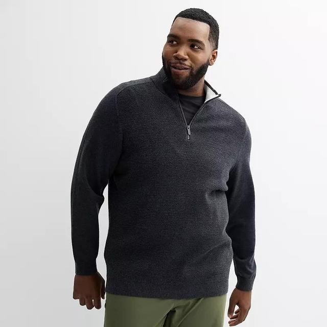 Big & Tall FLX Commuter 1/4-Zip Pullover Sweater, Mens Black Grey Product Image